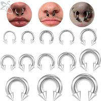 ZS 1 PC 00/0/2/4/6/8G Spike Stainelss Steel Nose Ring For Men Women Punk Large Gauge Septum Piercings Spike Ear Flesh Expander