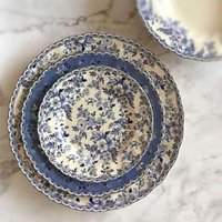 European Style Tableware, British Blue and White Ceramics, Western Food Steak Plates, Decorations, Dinner Plates, Dessert Plate