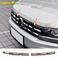 2pcs Front Hood Grille Grill Mesh Sticker Lid Refit Molding Style Garnish For VW TIGUAN mk2 Europe Version 2016 - 2020