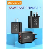 USB PD GaN 65W Fast Charger Type C Quick Charge Wall Power Adapter Mobile Phone Charger For iPhone Samsung Xiaomi EU US UK Plug