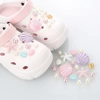 New18PCS Shoe Charm DIY Summer Starfish Shell Handicrafts Shoe Decoration Buckle Charms Hole Shoes Accessories