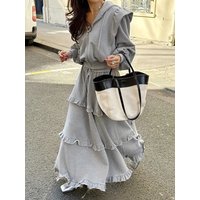 Elegant Autumn Zipper Hoodie Jacket Women's Skirt Set with Wood Grain Ruffle Half-length Casual Comfortable Streetwear