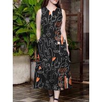2025 Summer Fashion A Line Printed Dress ZANZEA Women V Neck Sleeveless Party Sundress Elegant Casual Holiday Work Vestidos Robe