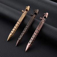 Portable Brass Pen Retro Bolt Action Ballpoint Pen Medium Point 1.0mm Smooth Writing Signature Pen
