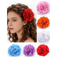 1PC Large Peony Flower Hair Clips for Women, Multicolor Floral Hair Pins, Wedding Bridal Hair Accessories, Beach Party Headwear