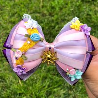 2Pcs Disney Rapunzel Hair Accessories for Girls Chameleon Sunflower Ears Clip Women Tangled Head Bands Kids Sequins Bow Headwear
