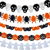 Halloween fleur fantôme Festival scène décoration tirer drapeau araignée chauve-souris fantôme tête papier tirer fleur décoration fournitures tirer