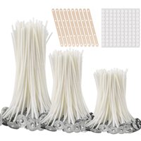 100pcs Smokeless Candle Wicks 2.5-20cm Pre-Waxed Cotton Core Wicks with Metal Sustainer Tabs DIY Handmade Candle Making Tools