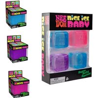 4 Pack NeeDoh Nice Ice Baby Teenie Squishy Ice Cube Toys Cool Cats Set Super Soft Squish Stress Relief Fidget Toys ADHD Sensory