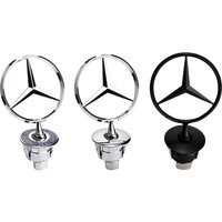 For Mercedes Benz 1pcs 44mm Metal Chrome Black Car Front Hood Emblem Bonnet Logo C E S Class W204 W212 W220 W210 W221 Accessorie