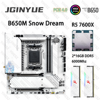 JGINYUE B650M AM5 Motherboard Set With R5 7600X 2*16GB=32GB DDR5 6000Mhz ARGB PCIe 4.0×4 M.2 B650M Snow Dream M-ATX Motherboard
