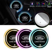 2Pcs 7 Colorful LED Car Logo Water Cup Mat Drink Holder Coaster Light Decorative Accessories For Land Rover Range Rover Evoque