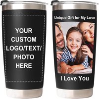 Personalized Coffee Tumbler with Pictures Text, 20oz Custom Insulated Stainless Steel Tumbler, Customized Birthday Gift