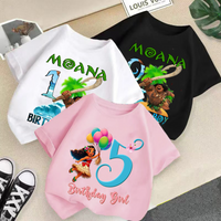 Moanas T-shirt Baby Birthday Number 1-9 Years Disneys Anime Figure Tee Fashion Base Digital Cute Kids Boy Tops Girl Clothes Gift
