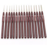 QJH Crochet Hook Set of 16 Plastic Handle Crochet Hooks Handle Knitting Needles Set Crochetings Knittings 0.5mm-2.5mm