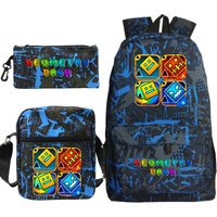 Geometry Dash Print Child Backpack 3pcs Set Lightweight Boys Girls Backpack Cartoon School Bags Kids Shoulder Bags Pencil Bag