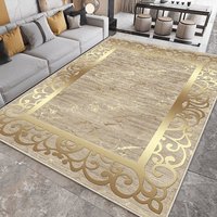 Big Size Non-slip Home Decoration Luxury Carpet for Living Room Golden Border Washable Gaming Room Decor Rug Soft Sofa Table Mat