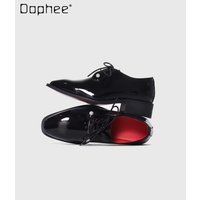 Spring and Autumn Business Formal Versatile Men's Pointed-toe Shiny Height-increasing Black Leather Shoes with Red Soles