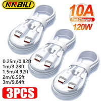 NNBILI 3Pcs Universal 120W 10A Fast Charger PD Dual Type C Quick Charging Cable Data Wire Cord For iPhone 16 17 Samsung HUAWEI