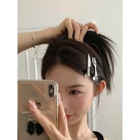So Cool! Personalized Playful Knife-Fork Hairpin Stray Hair Bangs Side Liquid Metal Duckbill Clip Hair Accessory Headpiece