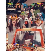 12Pcs Monster Truck Themed Paper Glasses Set - Birthday Party Decorations Monster Truck Themed Eyewear for Celebrations