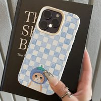 Cute Plaid Kitten Lychee Texture Phone Case For iPhone 17 16 15 Pro Max 14 13 12 11 Pro 14 15 Plus 17 Air 13 Silicone Soft Cover