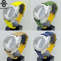 SmileLife 42mm Avenger Series Watch Case Nylon Canvas Genuine Leather Strap Optional Bezel Fit NH35 Movement Watch Accessories