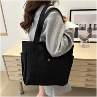 New Large Capacity Canvas Tote with Multiple Pockets-Perfect for School/work Commute/travel and Shopping Bags on One Shoulder