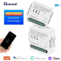 GIRIER Smart Dry Contact WiFi Switch Module Smart Home DIY Breaker Relay DC 12/24V AC 100-240V Works with Alexa Hey Google Alice