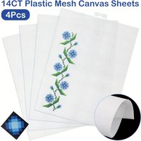 1-4Pcs Plastic Mesh Canvas Sheets 14CT Needlepoint Craft Canvas Plastic Grid Sheet for Embroidery Cross Stitch Crochet Knit