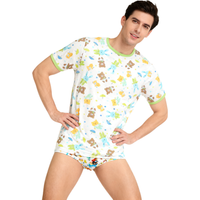 Cute teddy T shirt with snaps at one shoulder/men top/women top/adult T shirt/adult Top