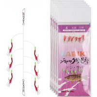 6 hooks/set Luminous Bean Sabiki String Hook Rig Wobbler Fish Skin Hooks and Drop Shot Hooks Tied Hooks Sea Bait Fishing
