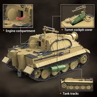 1394pcs Military Sturm Tiger German 38cm Assault Mortar Building Blocks MOC 100314 WWII Tank Bricks Toys for Kids Adults Gifts