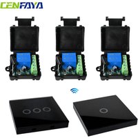 CENFAYA 6V 9V 12V 24V Wireless Smart Home Switch RF Relay Receiver Module 433Mhz Touch Remote Control for LED Lamp Gate Door Fan