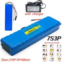 24V 7S3P 8000mAh Li Ion Battery Pack With BMS And Charger Replacement For Modified Bicycle Scooter Power Vehicle.