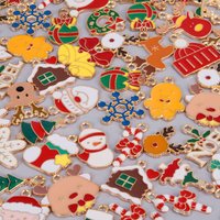 10/20/30pcs Christmas Series Random Mixed Pendants Reindeer Boots Snowman Santa Claus Xmas Snowflake Charms DIY Jewelry Findings