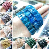 Fashion Classic Single Piece Elastic Bracelet with Natural Stone Cut Persian Gulf Sun Stone Men's and Women's Yoga Sport Jewelry