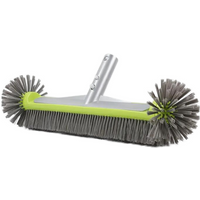 17.5" Heavy Duty Aluminum Pool Brush Head With 7 Rows Nylon Bristles For Pool Wall Steps Corner Cleaning