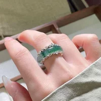 Vintage Original Design Fresh Ring Natural Chalcedony Floating Flower Rings for Women Sparkling Light Luxury Double Use Jewelry