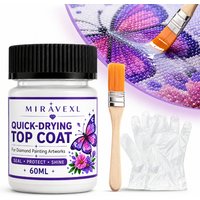 Diamond Painting Sealer with Brush, Quick-Drying Top Coat for 5D Diamond Art, Permanent Glossy Finish Sealant Kit with Gloves