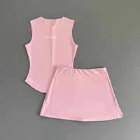 Women's Spring Summer 2-Piece Set - High-Waisted A-Line Skirt & Crop Top Slimming Workout Outfit Californian Style Sportswear