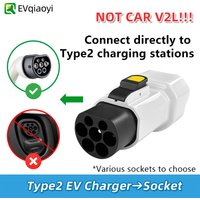 EVqiaoyi 220V Type 2 Male Plug to Schuko Socket, EV Car Accessories Connector for Type2 Charging Stations, Charging Scooters