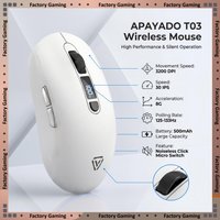 APAYADO T03 Silent Wireless Mouse 3200 DPI Adjustable Noiseless Click 500mAh Rechargeable Portable Mouse For PC Office Home
