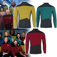 Star TNG The Next Generation Trek Red Yellow Blue Shirt Uniform Cosplay Costume For Men Coat Halloween Party