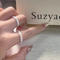 Christmas 925 Pure Pearl Ring Geometric Broken Silver Irregular Ring Adjustable Tail Ring Fashionable Jewelry Wholesale