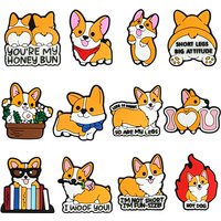 corgi dog series PVC shoe Charms Slippers Buckle combination for clog Wristbands accessories Decoration Bands gift unisex party