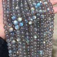 Top Quality Natural Gray Labradorite Stone Beads Round Loose Spacer Gemstone Beads for Jewelry Making Diy Bracelet Necklace