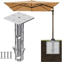 Base, Heavy Duty Patio Sun Umbrella Stand Holder in Ground, Universal Square Ground Anchor for Offset Cantilever Pole in Ground