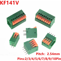 10Pcs KF141R KF141V PCB Spring Screwless Terminal Block 2.54mm 2/3/4/5/6/7/8/9/10 Pin Straight / Bent Foot PCB Mount Connector