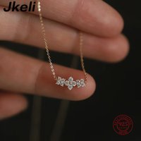 Jkeli 925 Sterling Silver Romantic Three Four Petals Flower Clavicle Necklace for Women Exquisite Charms Party Wedding Jewelry